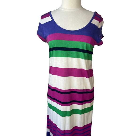 Tommy Hilfiger Maxi Dress Womens Medium Cream Purple Pink Stripes - Picture 3 of 7
